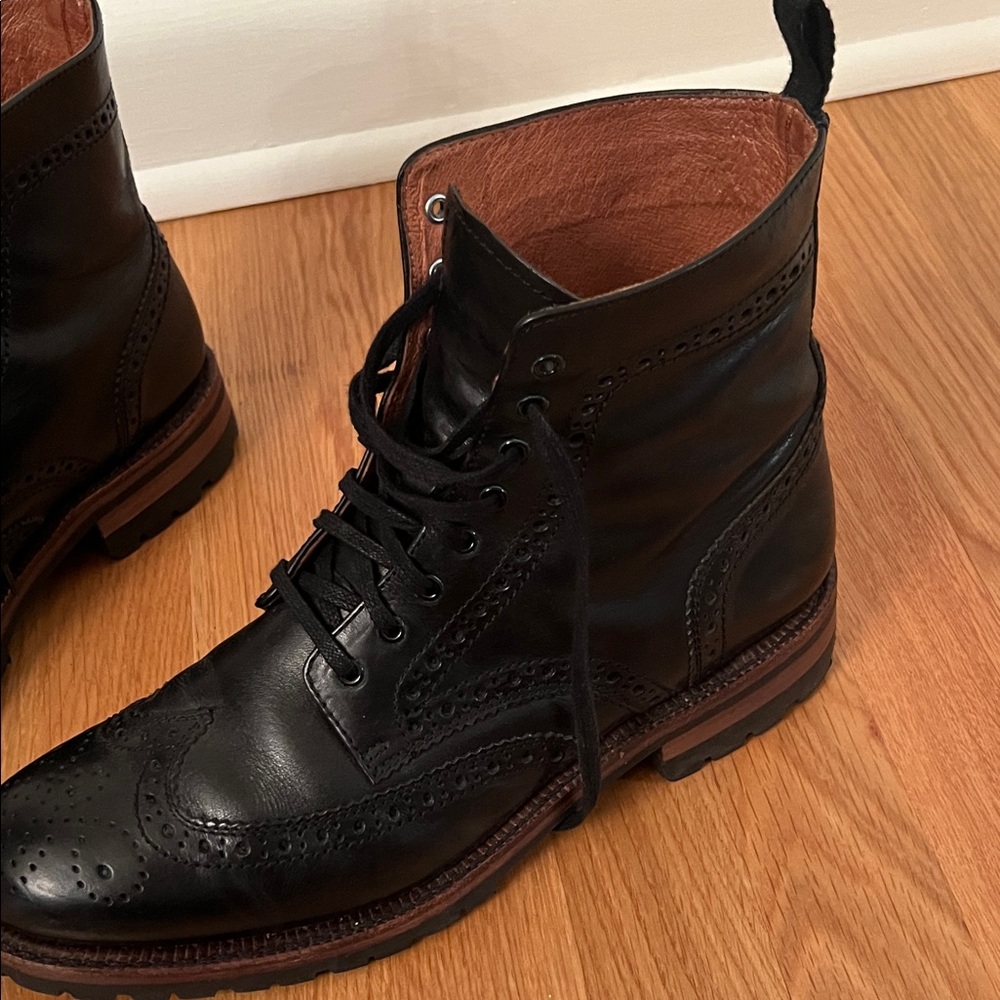 Frye Black Leather Boots 9.5 Men’s -Fits size 10.5/11 women - Picture 11 of 16